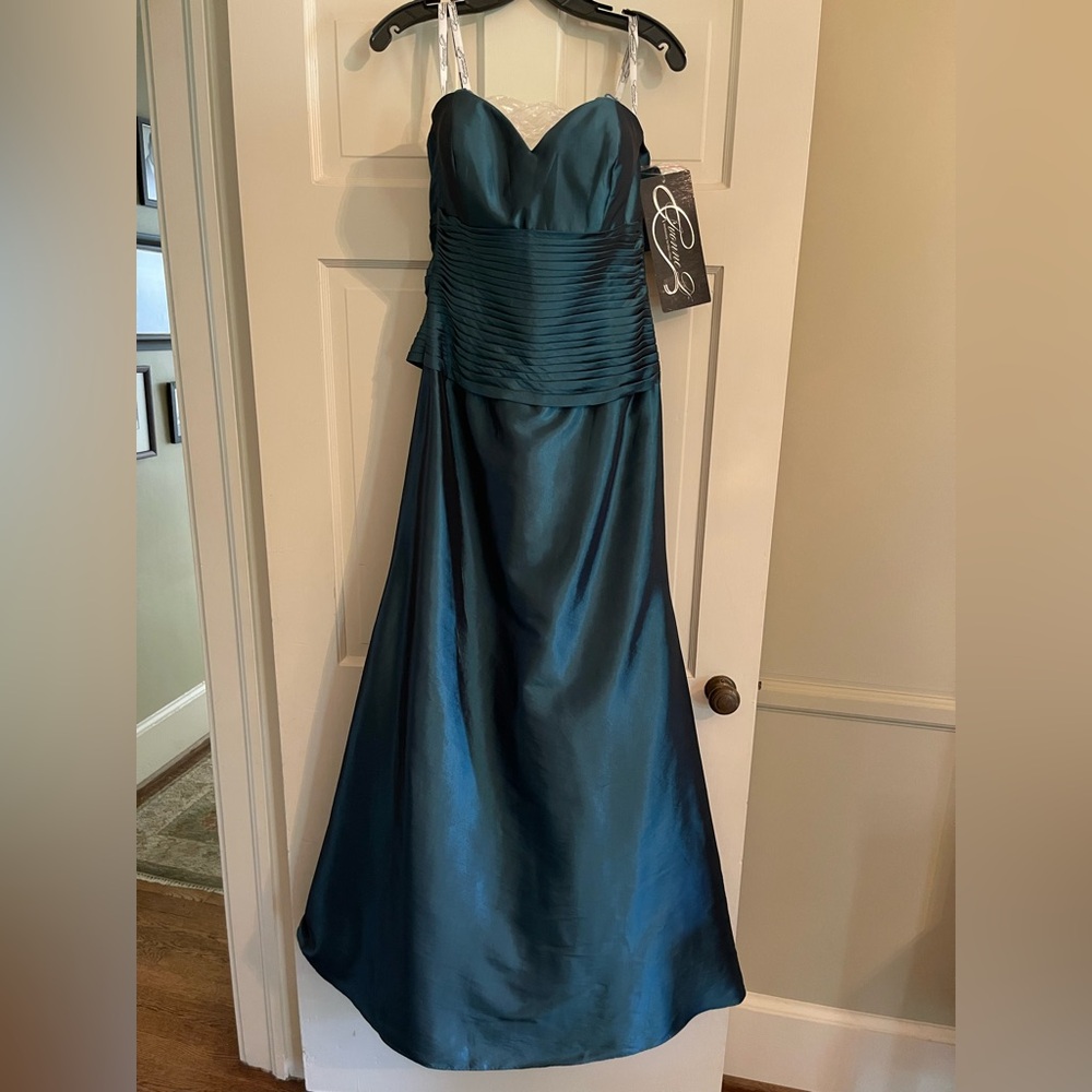 Ivonne D Teal Long Formal Dress